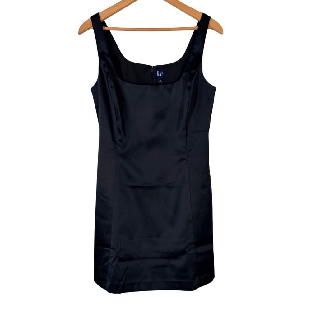 NWT Gap Structured Black Satin Mini Dress, S